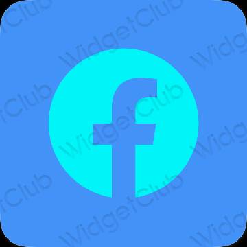 Ästhetisch neonblau Facebook App-Symbole