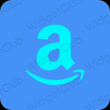 Aesthetic neon blue Amazon app icons