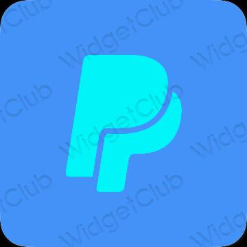 Aesthetic neon blue Paypal app icons