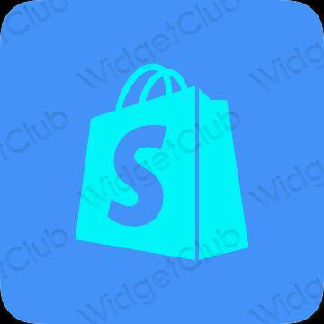 Estetico blu neon Shopify icone dell'app