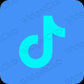 زیبایی شناسی آبی نئون TikTok آیکون های برنامه