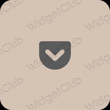 Estetické béžová Pocket ikony aplikácií