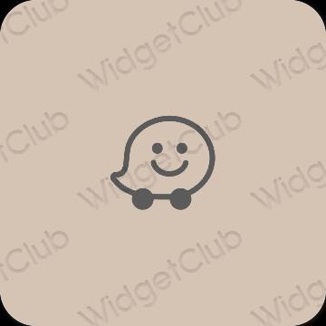 Αισθητικός μπεζ Waze εικονίδια εφαρμογών