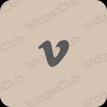 Esthétique beige Vimeo icônes d'application