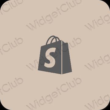 Естетичен бежово Shopify икони на приложения