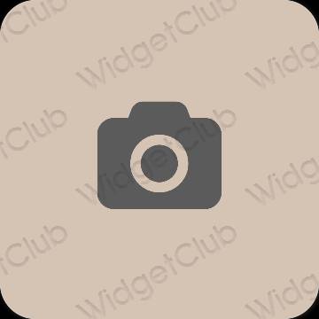 Esztétika bézs Camera alkalmazás ikonok