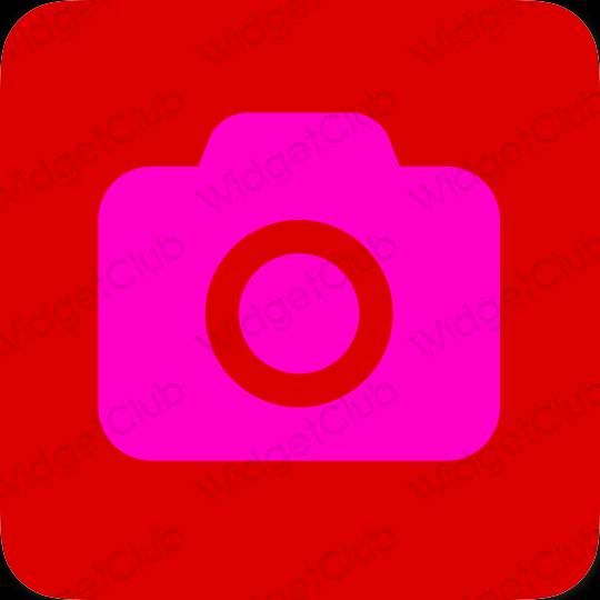 Esthétique rouge Camera icônes d'application