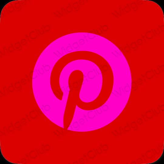 زیبایی شناسی قرمز Pinterest آیکون های برنامه