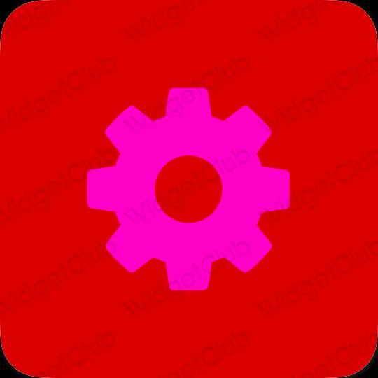 Aesthetic red Settings app icons