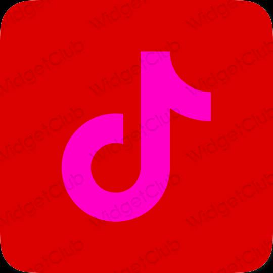 زیبایی شناسی قرمز TikTok آیکون های برنامه