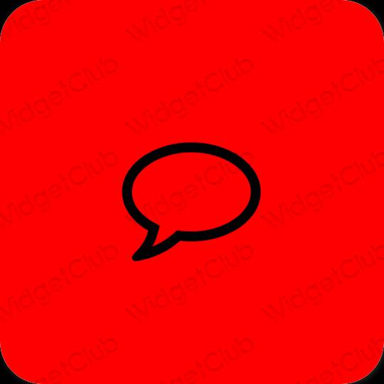 Естетичен червен Messages икони на приложения