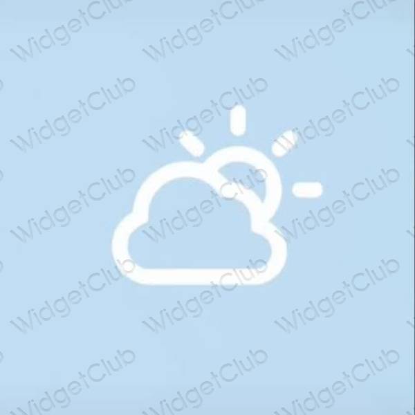 زیبایی شناسی آبی پاستلی Weather آیکون های برنامه