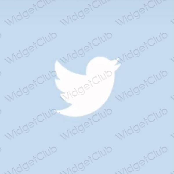 Estetsko pastelno modra Twitter ikone aplikacij