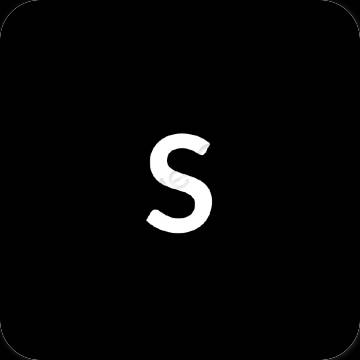 Estetyka czarny Settings ikony aplikacji