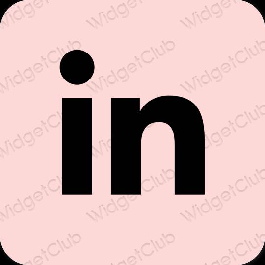 Estetický pastelově růžová Linkedin ikony aplikací