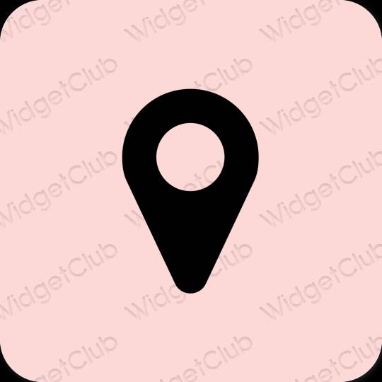 Estetic roz pastel Google Map pictogramele aplicației