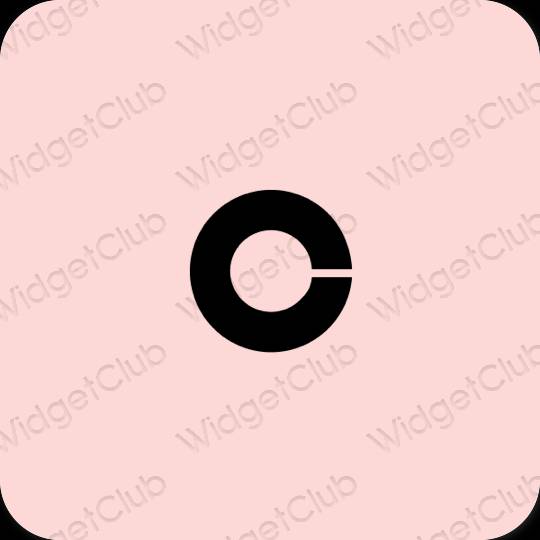 Estetický pastelově růžová Coinbase ikony aplikací