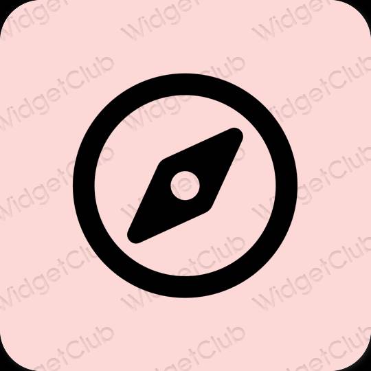 Estético rosa pastel Safari iconos de aplicaciones