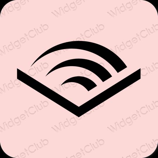 Aesthetic pastel pink Audible app icons