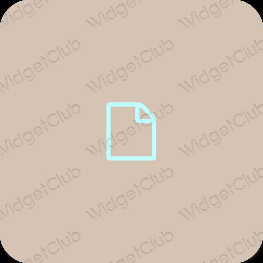 Estetické béžová Files ikony aplikácií