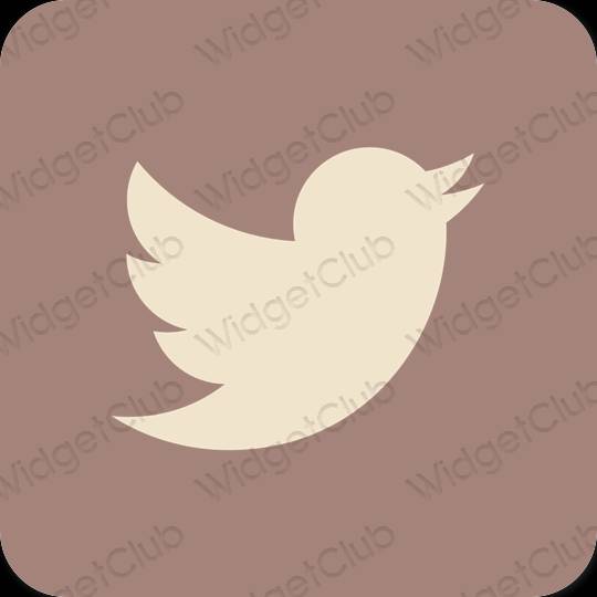 Estetsko rjav Twitter ikone aplikacij