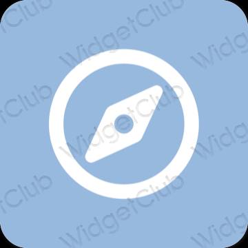 Esteetiline pastelne sinine Safari rakenduste ikoonid