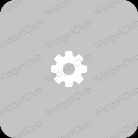 Estetický šedá Settings ikony aplikací