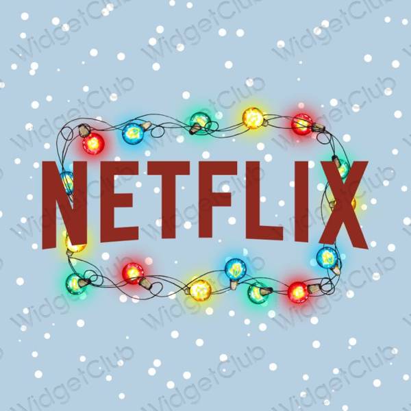 Естетичен пастелно синьо Netflix икони на приложения