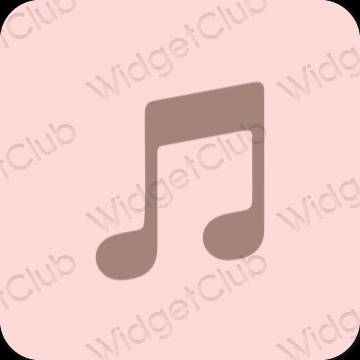Estetis merah muda pastel Apple Music ikon aplikasi
