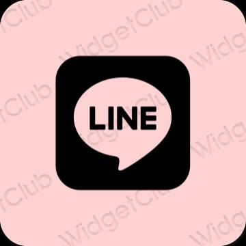 Αισθητικός ροζ LINE εικονίδια εφαρμογών