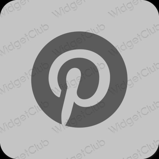 Estetic gri Pinterest pictogramele aplicației