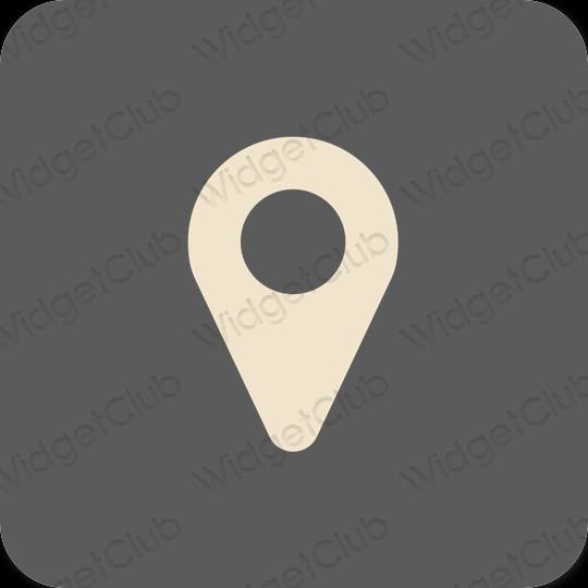 Estetický šedá Map ikony aplikací