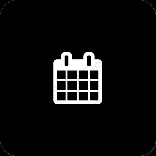 Estetinis juodas Calendar programėlių piktogramos