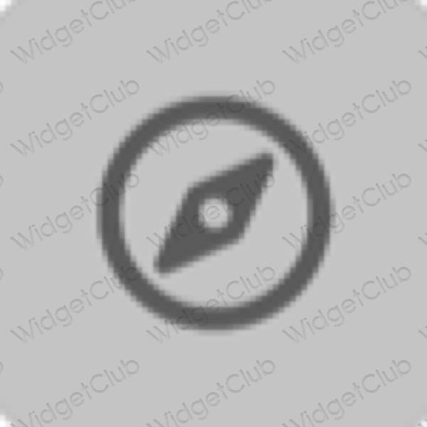 Estético gris Safari iconos de aplicaciones