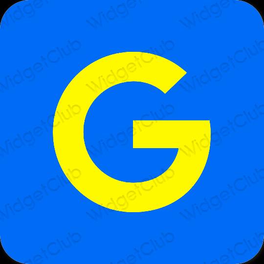 Estetico blu neon Google icone dell'app