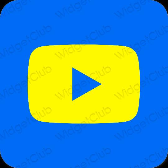 Estetic albastru neon Youtube pictogramele aplicației