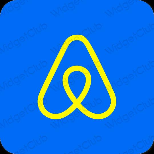 Естетичний неоновий синій Airbnb значки програм