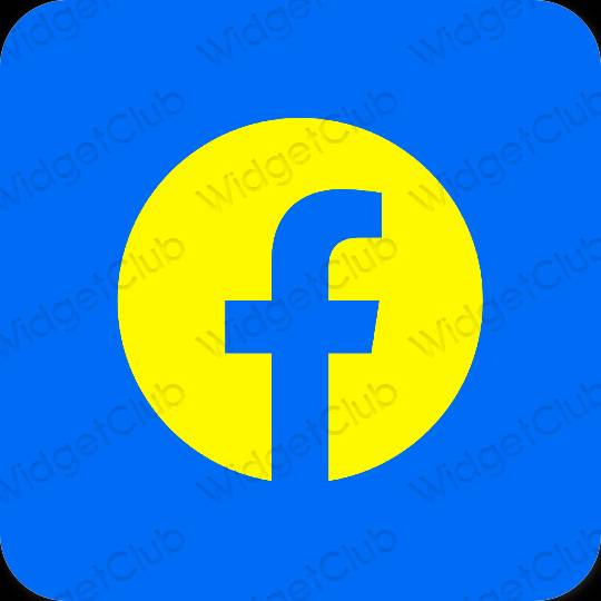 אֶסתֵטִי כחול ניאון Facebook סמלי אפליקציה