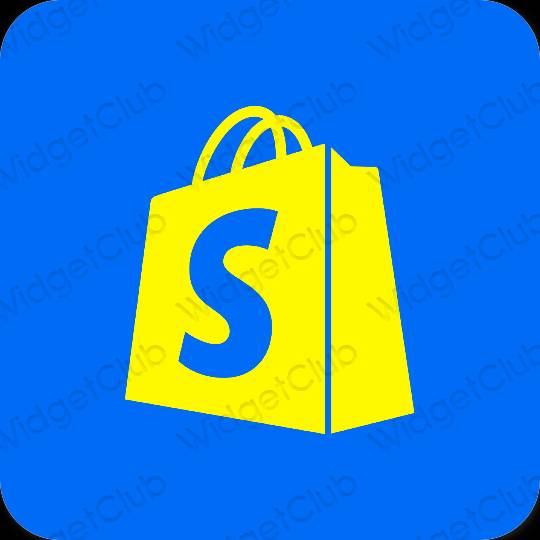 Estetik biru neon Shopify ikon aplikasi