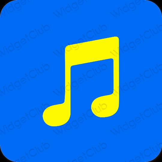 Estetyka neonowy niebieski Apple Music ikony aplikacji
