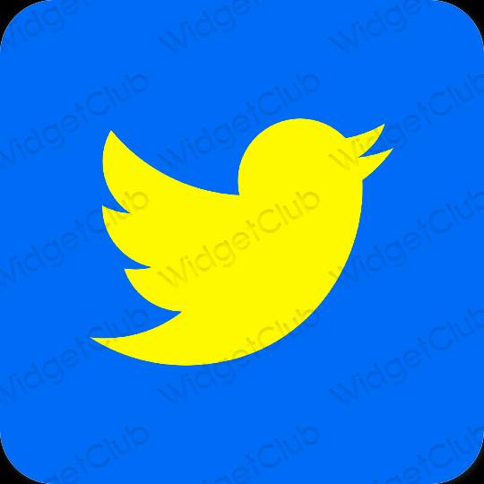 אֶסתֵטִי כחול ניאון Twitter סמלי אפליקציה