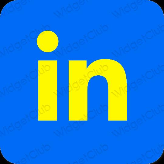 Ästhetisch neonblau Linkedin App-Symbole