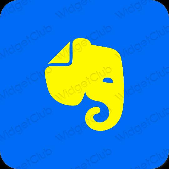 Estetyka neonowy niebieski Evernote ikony aplikacji
