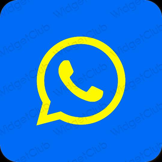 Aesthetic neon blue WhatsApp app icons