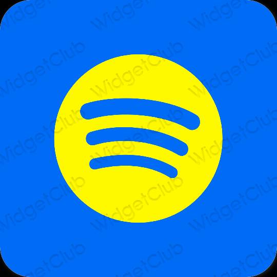 Estetický neonově modré Spotify ikony aplikací
