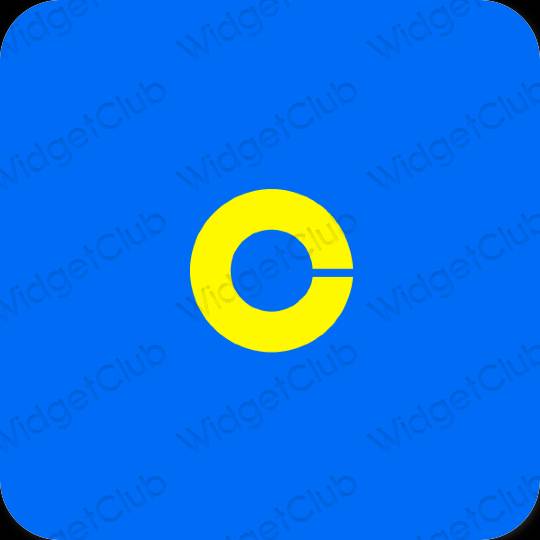 Estético azul neon Coinbase ícones de aplicativos