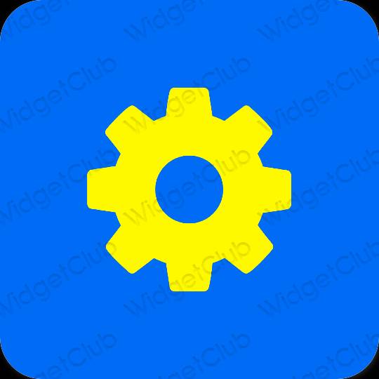 Estetyka neonowy niebieski Settings ikony aplikacji