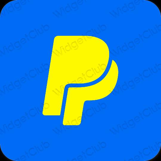 Estetik biru neon Paypal ikon aplikasi