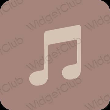 Estetický hnědý Apple Music ikony aplikací