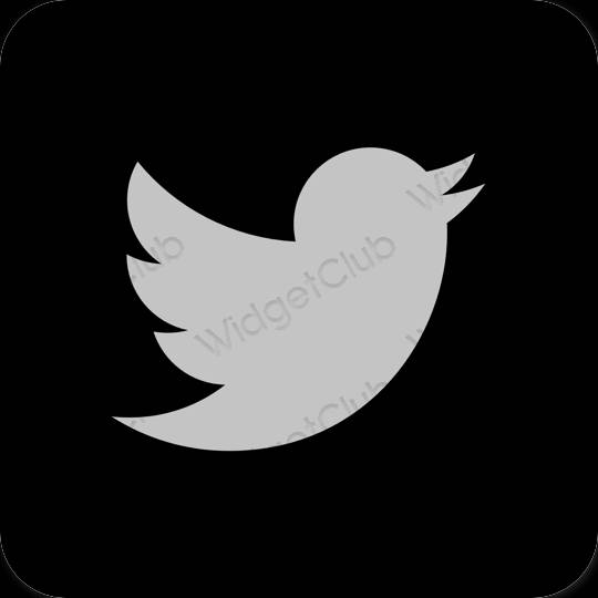 Estetico Nero Twitter icone dell'app